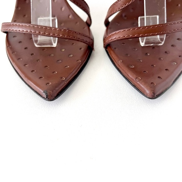 GUCCI | GG Logo Brown Leather Strappy Heels Sandals Size 7.5 - Picture 9 of 16